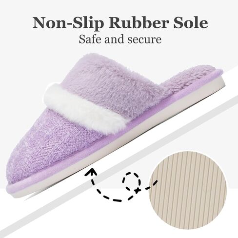 Womens Cozy Memory Foam Slippers Soft Warm Slip On Faux Fur House Slippers,Anti-Skid Rubber Sole,Creative Gifts for Women Mom Girlfriend in Saudi Arabia