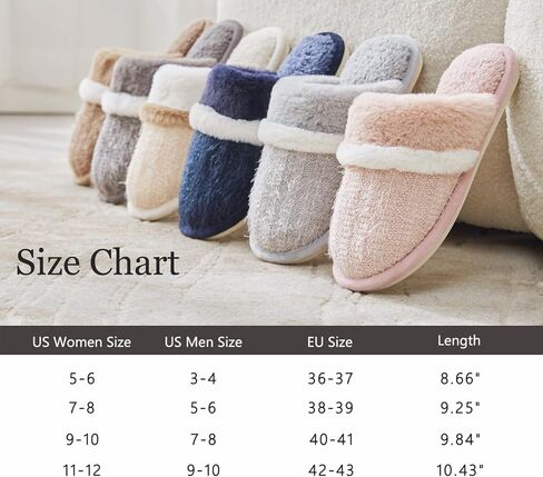 Womens Cozy Memory Foam Slippers Soft Warm Slip On Faux Fur House Slippers,Anti-Skid Rubber Sole,Creative Gifts for Women Mom Girlfriend in Saudi Arabia