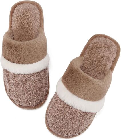 Womens Cozy Memory Foam Slippers Soft Warm Slip On Faux Fur House Slippers,Anti-Skid Rubber Sole,Creative Gifts for Women Mom Girlfriend in Saudi Arabia