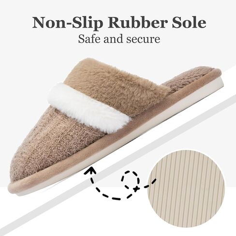 Womens Cozy Memory Foam Slippers Soft Warm Slip On Faux Fur House Slippers,Anti-Skid Rubber Sole,Creative Gifts for Women Mom Girlfriend in Saudi Arabia