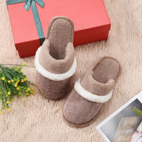 Womens Cozy Memory Foam Slippers Soft Warm Slip On Faux Fur House Slippers,Anti-Skid Rubber Sole,Creative Gifts for Women Mom Girlfriend in Saudi Arabia