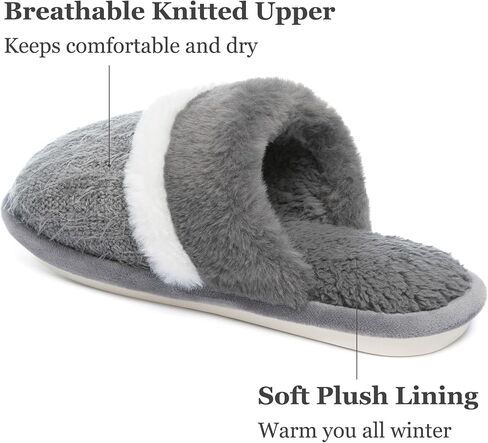 Womens Cozy Memory Foam Slippers Soft Warm Slip On Faux Fur House Slippers,Anti-Skid Rubber Sole,Creative Gifts for Women Mom Girlfriend in Saudi Arabia