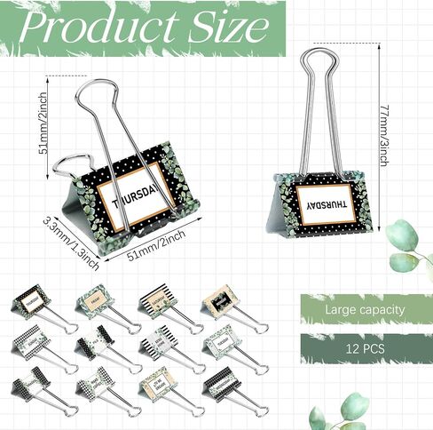 12 Pcs Teacher Essentials Large Binder Clips 2 Inch Classroom Management Large Binder Clips Teacher Supplies Binder Clips Paper Clips Big Paper Clamps for Classroom School Supplies(Greenery) in Saudi Arabia