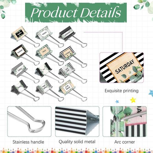 12 Pcs Teacher Essentials Large Binder Clips 2 Inch Classroom Management Large Binder Clips Teacher Supplies Binder Clips Paper Clips Big Paper Clamps for Classroom School Supplies(Greenery) in Saudi Arabia