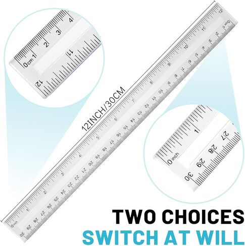 30 عبوة من مساطر بلاستيكية شفافة مقاس 12 بوصة مساطر أطفال شفافة للمدرسة بسنتيمتر وبوصة، أدوات قياس لمكتب المدرسة الطلابية والمنزل (شفاف) in Kuwait