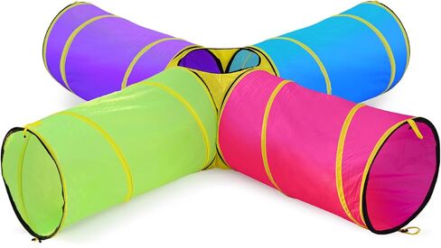 Hide N Side Kids Play Tunnels, Indoor Outdoor Crawl through Tunnel for Kids Dog Toddler Babies Children, Pop up Tunnel Gift Toy (Orange/Black, 1 Way) in Saudi Arabia