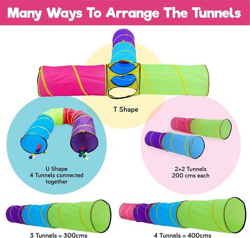 Hide N Side Kids Play Tunnels, Indoor Outdoor Crawl through Tunnel for Kids Dog Toddler Babies Children, Pop up Tunnel Gift Toy (Orange/Black, 1 Way) in Saudi Arabia
