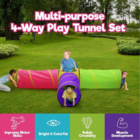 Hide N Side Kids Play Tunnels, Indoor Outdoor Crawl through Tunnel for Kids Dog Toddler Babies Children, Pop up Tunnel Gift Toy (Orange/Black, 1 Way) in Saudi Arabia