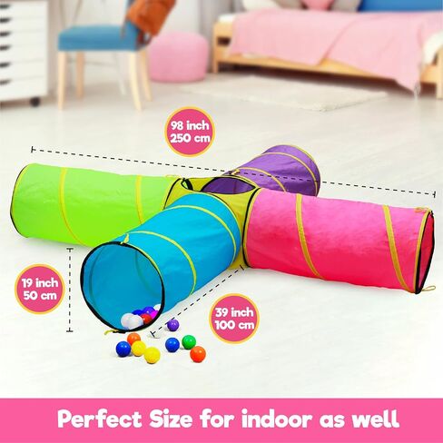 Hide N Side Kids Play Tunnels, Indoor Outdoor Crawl through Tunnel for Kids Dog Toddler Babies Children, Pop up Tunnel Gift Toy (Orange/Black, 1 Way) in Saudi Arabia