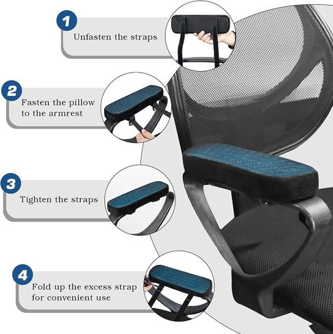 ZNCMRR 2 Pack Office Chair Armrest Pads Covers with Memory Foam Elbow Pillow for Forearm Pressure Relief, Black Arm Rest Covers for Office Chairs, Wheelchair, Comfy Gaming Chair(Black) in Saudi Arabia