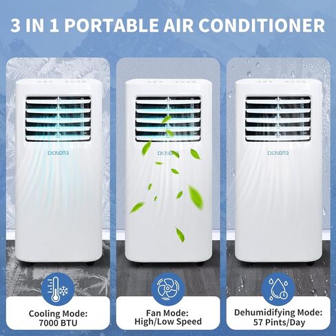 Portable Air Conditioner for Room up to 350 sq.ft, 8,000 BTU A/C Unit with Dehumidifier and Cooling Fan with 2 Speeds, 24-Hour Timer, Sleep Mode, Remote Control, Window Installation Kit in Saudi Arabia