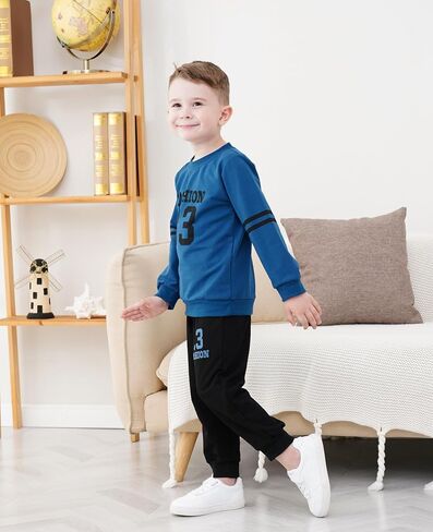 Toddler Boys Clothes Letter Graphic Sweatshirt Top + Sweatpants 2PC Fall Winter Outfits Pant Set in Saudi Arabia