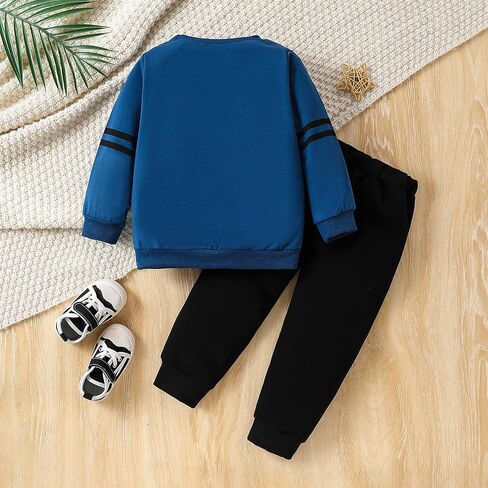 Toddler Boys Clothes Letter Graphic Sweatshirt Top + Sweatpants 2PC Fall Winter Outfits Pant Set in Saudi Arabia