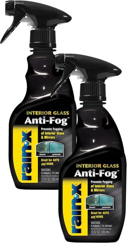 Rain-X 630543 زجاج داخلي مضاد للضباب، 12 أونصة. - يمنع تكون الضباب على الزجاج والمرايا الداخلية، ويمكن استخدامه في كل من السيارات والمركبات البحرية (عبوة من قطعتين) in Kuwait