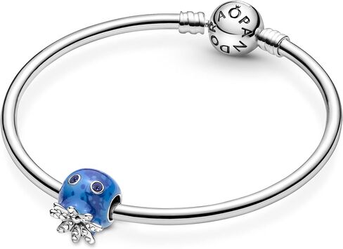 Pandora Ocean Bubbles & Waves Octopus Charm سوار Charm Moments الأساور - مجوهرات نسائية مذهلة - مصنوعة من الفضة الاسترليني والمينا in Saudi Arabia