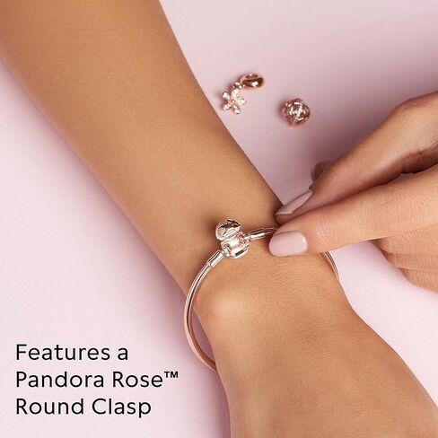 Pandora Jewelry Bundle with Gift Box - Moments Sterling Silver Bangle Charm Bracelet with Ball Clasp, 8.3" & Glow-in-the-Dark Firefly Dangle Charm - Gift for Women in Saudi Arabia