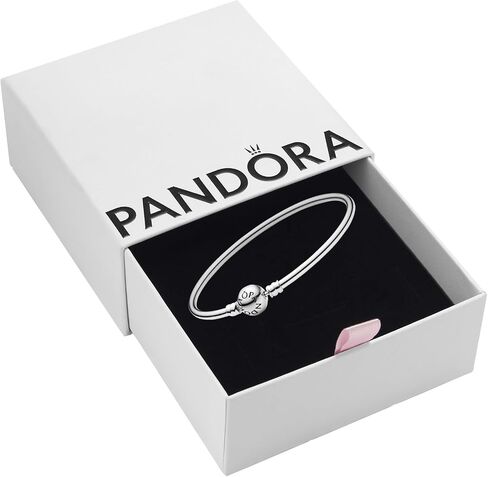 Pandora Jewelry Bundle with Gift Box - Moments Sterling Silver Bangle Charm Bracelet with Ball Clasp, 8.3" & Glow-in-the-Dark Firefly Dangle Charm - Gift for Women in Saudi Arabia