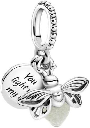 Pandora Jewelry Bundle with Gift Box - Moments Sterling Silver Bangle Charm Bracelet with Ball Clasp, 8.3" & Glow-in-the-Dark Firefly Dangle Charm - Gift for Women in Saudi Arabia