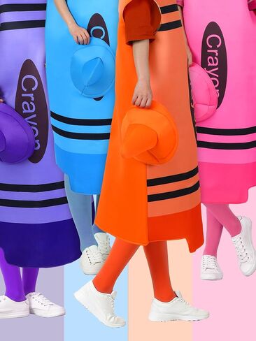 4 Set Crayon Costume for Adults, Halloween Crayon Fancy Dress Funny Outfit for Halloween Cosplay Dress up, One Size in Saudi Arabia