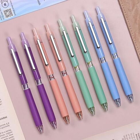 أقلام جل WRITECH ذات نقطة دقيقة: قلم نقر بالحبر الأسود قابل للسحب مقاس 0.5 مم لكتابة يوميات سلسة وتدوين الملاحظات والرسم بدون تلطخ أو تشويه 8 قيراط (هالو) in Kuwait