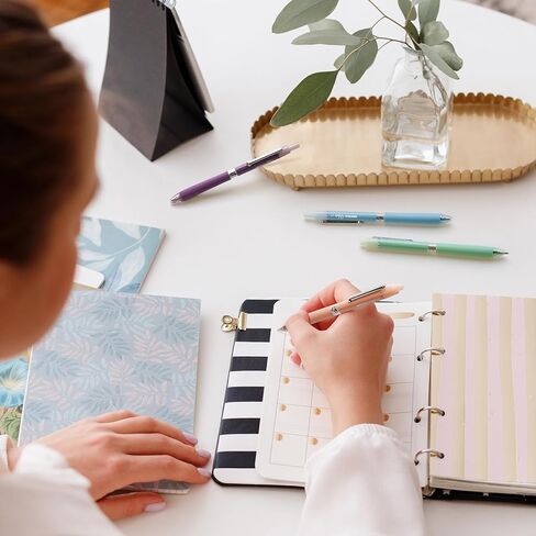 أقلام جل WRITECH ذات نقطة دقيقة: قلم نقر بالحبر الأسود قابل للسحب مقاس 0.5 مم لكتابة يوميات سلسة وتدوين الملاحظات والرسم بدون تلطخ أو تشويه 8 قيراط (هالو) in Kuwait