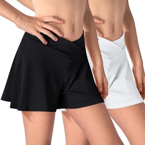 Girls Flowy Shorts 2 Pieces with Pockets Crossover Butterfly Athletic Running Skort Sports 2 in 1 Preppy Clothes in Saudi Arabia