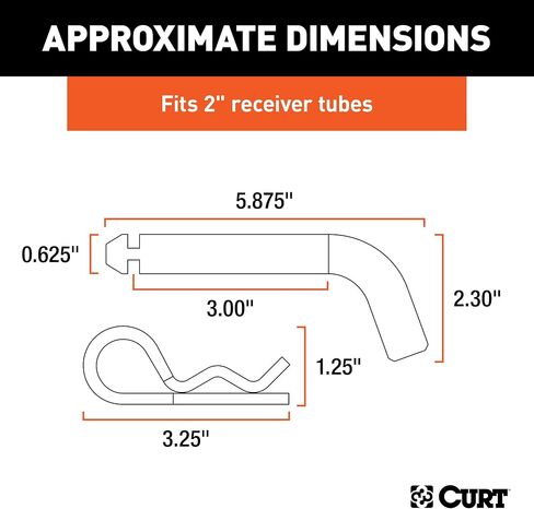 CURT 21505 Trailer Hitch Pin & Clip with Grooved Head, 5/8-Inch Diameter, Fits 2-Inch Receiver in Saudi Arabia