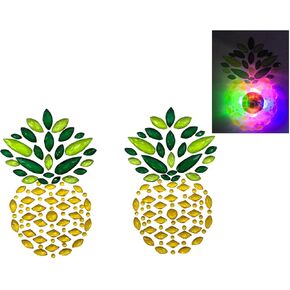 LED Pineapple Pasties Light Up Reusable W/Bright Colors Pink, Purple, Blue & Green - Multiple Uses - Rhinestone Pasties, Glow, Pasties Nipple Covers Sexy
