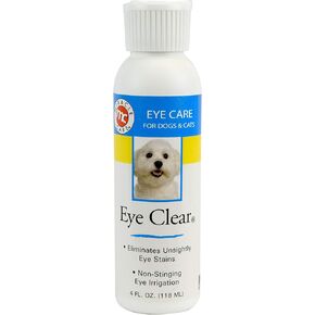 Miracle Care Eye Clear Made in USA Tear Stain Remover for Dogs and Cats Dog Eye Wash Formulated to Cleanse Eyes and Remove Tear Stains, 4 oz. Eye Clear Drops