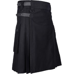 Men's Cotton Utility Kilt with Leather Strap & Cargo Pocket-Plus Size Kilts for Men