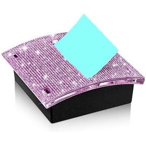 1PCS Self Stick Note Pad Holder with Rhinestone Design, 3 x 3 inches, Pop-up Sticky Notes, Memo Note Container, Perfect for Office, Home & Classroom （Purple)