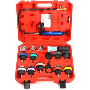 18pack Universal Radiator Pressure Leak Tester Kit, Automotive coolant Pressure Tester kit for Motorcycle Car Truck (Red)