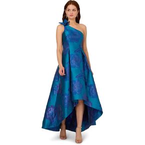 Adrianna Papell Women's Floral Jacquard High Low Dress