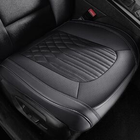 Car Seat Cover Front PU Leather Seat Covers, 2Pcs Universal Bottom Seat Covers for Cars, Anti-Slip, Storage Bags,Full Wrapping Edge Fits 95% of Vehicles(1 Pair, Black)