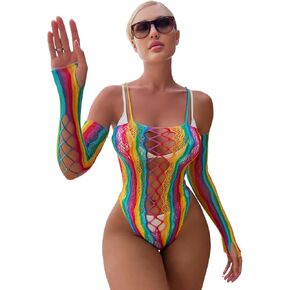 Women Rave Rainbow Mesh See Through Bikini Cover Ups Sexy Sleeveless Hollow Out Bodycon Midi Dress Festival Outfit