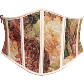 Scarlet Darkness Women Corset Belt Renaissance Floral Printed Underbust Wide Corset