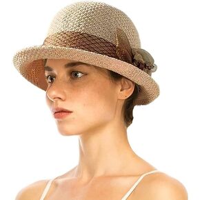 1920s Cloche Bucket-Hat-for-Women - Summer-Spring Church Derby-Hats Felt-Fedora Bowler-Hats for Cocktail Tea Party Wedding Beige in Kuwait