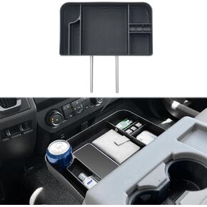 منظم مسند رأس المقعد الأمامي JDMCAR متوافق مع ملحقات 2011-2024 Ford F150 F250 F350 F450 F550 F650، صندوق تخزين حاوية العملات المعدنية مع حصيرة سيليكون غير قابلة للانزلاق - زخرفة سوداء (مقعد القفز فقط) in Kuwait