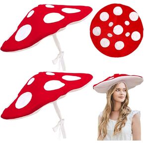 Mushroom Hat Halloween Costume Cosplay Accessory Red Plush Large Size Mushroom Hat