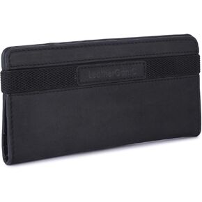 Travel Wallet, Long Bifold Wallet, Airline Ticket Wallet, Leather Passport Wallet, Genuine Leather Passport Holder with RFID Blocking for Men and Women- Black