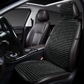 Wood Beaded Seat Cover, Ergonomic Designed Wooden Beads Seat Cushion, Breathable and Cooling Pads for Cars, Trucks,Vans,SUVs and Office Chair. (RED) (Black)