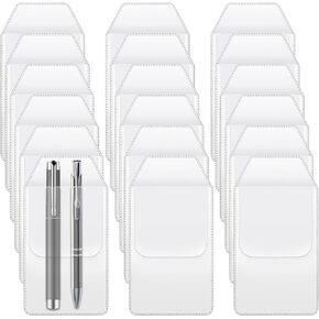 18 Pcs Transparent Pocket Protector, Plastic Pocket Pen Holder Organizer Pouch, PVC Shirt Pocket Protector for School Hospital Office Supplies (Clear)