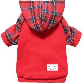Fitwarm 100% Cotton Girl Plaid Dog Clothes Lightweight Puppy Hoodie Pet Sweatshirt Doggie Hooded Outfits Cat Apparel Pink Small in Saudi Arabia