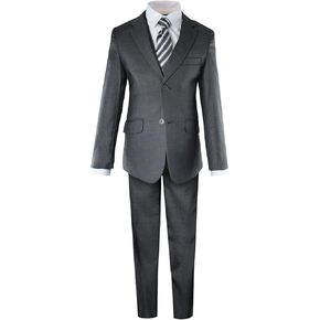 Toddler Boys' 5 Piece Slim Fit Formal Dress Suit Set with Tie and Vest