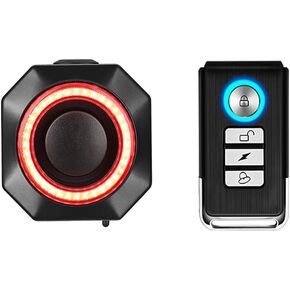Bike Alarm with Remote & Smart Bike Tail Light, Wireless Anti-Theft Vibration Motorcycle Bicycle Alarm Vehicle Security Alarm, Waterproof & Rechargable