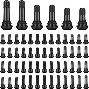 52Pcs Tire Valve Stems TR412, TR413, TR414 Black Rubber Snap-in Valves Stems for Replacement of Tubeless 0.453 Inch Rim Holes on Standard Vehicle Tires