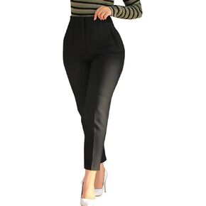 Womens High Waisted Pants Trendy Pleated Straight Leg Dress Pant Business Work Casual Trousers