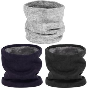 3pcs Winter Neck Warmer, Cache Cou Homme Double-layer Thickness Winter Gaiters Mask Windproof Plush Lining Knitted Neck Warmer Winter Face Scarf for Men Women (3 Colors)