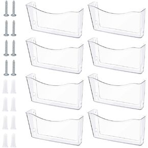 8 Pcs Clear Acrylic File Holder Wall Organizer Expandable Pocket Wall File Set Hanging File Organizer Wall Mount File Holder Wall Hanging File Organizer for Office Home Classroom (Clear)