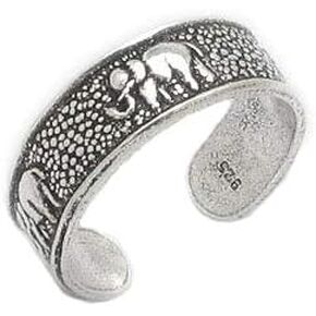 Antiqued Elephant Sterling Silver Marching Elephants Toe Ring or Adjustable Pinky Ring